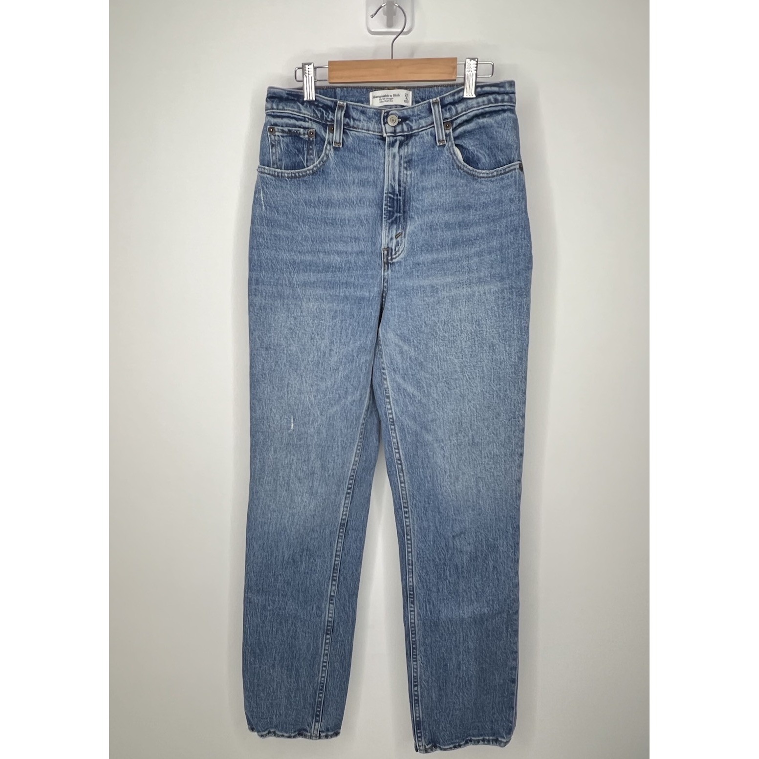 Abercrombie & Fitch 90s Straight Ultra High Rise Jeans Womens 27/4r Blue Twill